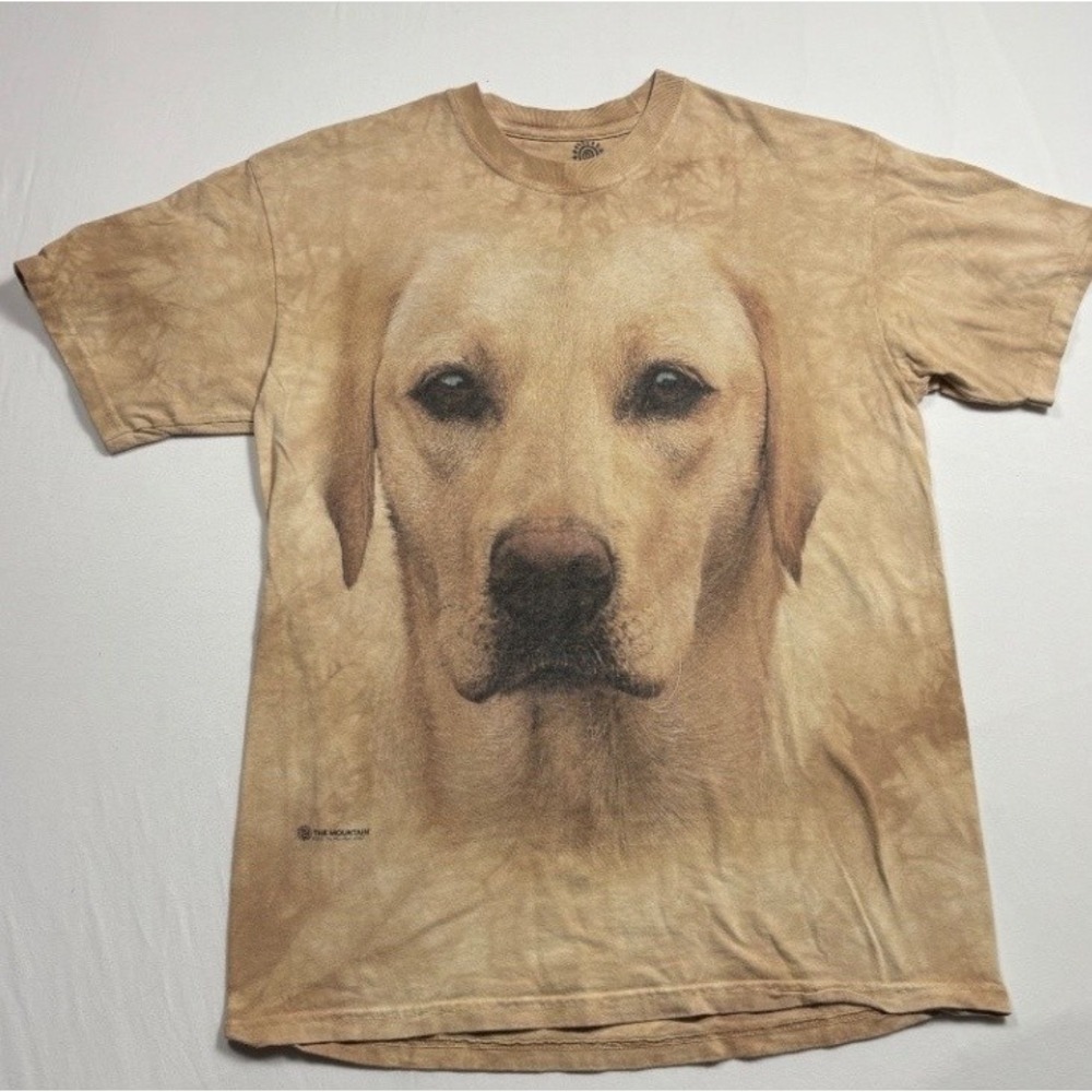 The Mountain Men's Yellow Lab Retriever Graphic T Shirt M Beige Cotton
